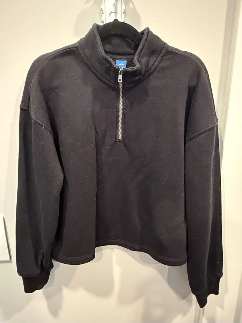Old Navy Black Quarter-Zip Kids Pullover Sweatshirt